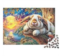 Sleeping Bunny 1000 Pieces Cartoon Style Jigsaw Puzzles for Adults Fun Toy Intellectual Game Stress Relief Education Game Home Decoration Premium & Durable (1000pcs (75x50cm))