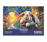 Sleeping Bunny Jigsaw Puzzle Rabbit in Forest 1000 Pieces Extra-thick Cardboard Thick for Kids Beginners Gift 38x26cm/1000pcs