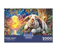 Sleeping Bunny Recycled Paper Adult Jigsaws 1000 Pieces - Bunny (tree Night) Impossible Hard Difficult Challenging Family Game38x26cm/1000pcs
