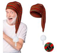 Sleeping Cap (56 cm Long) - Christmas Hat for Men and Women - Nightcap Made from Cotton - Nightcap with a Pompom - Pompom Hat One Size (53-60 cm) - Pointed Cap for Sleeping at Night Comfy Red
