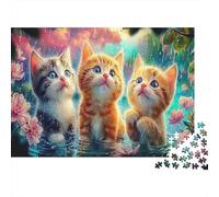 Sleeping Cat 1000 Piece Adult Jigsaws | Educational Game Three Kittens Looking Up Gift for Adults & Families 38x26cm/1000pcs