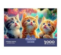 Sleeping Cat 1000-Piece Jigsaw Puzzle for Adults Recycled Three Kittens Cardboard Classic Educational Games Decoration 52x38cm/1000pcs