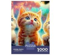 Sleeping Cat 1000-Piece Recycled Cardboard Three Colorful Cats Jigsaw Bundle, Concentration Training, Personalised Gift, Wall Decor & After-School Fun 52x38cm/1000pcs