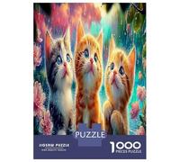 Sleeping Cat 1000 Piece Three Kittens Jigsaw Puzzles for Puzzles 1000 Pieces Jigsaw for Adults Challenging Puzzles for Adults Birthday Gifts 38x26cm/1000pcs