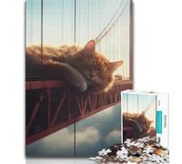 Sleeping Cat Adult Puzzles 1000 Pieces,Help The Brain Exercise Addictive Toys to Cultivate Patience Unique Challenge Game (50x75cm)