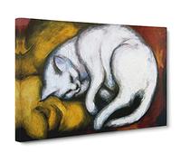 Sleeping Cat By Franz Marc Canvas Print | Gallery Wrapped 30mm Frame Wall Art | 30x20 inches | Ready to Hang | Classic Animals Picture | Living Room Bedroom Lounge Office