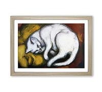 Sleeping Cat by Franz Marc Framed Print | A2 Oak Framed Wall Art | Ready to Hang | Modern Animal Picture | Living Room Bedroom Lounge Office