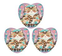Sleeping Cat Car Air Freshener, 3 Pcs Love form Hanging Air Freshener Cards, Long Lasting Fragrance Scented Cards for Car, Home, Office Black-style