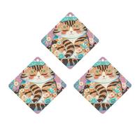 Sleeping Cat Car Air Freshener, 3 Pcs Rhombus Hanging Air Freshener Cards, Long Lasting Fragrance Scented Cards for Car, Home, Office Gray-style