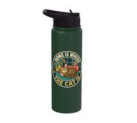 Sleeping Cat Cozy Home Night Stainless Steel Insulated Water Bottle