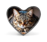 Sleeping Cat Cute Lapel Pin Metal Brooch Badge Round Button Enamel Style Pinback for Hats Bags Clothing Gift