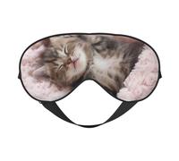 Sleeping Cat Double Sided Sleep Mask, Adjustable Blackout, Silk-Like Eye Mask for Sleeping,Travel, Soft, Breathable, Lightweight Comfortable Blindfold