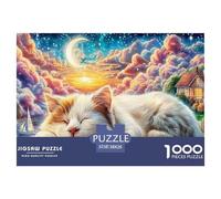 Sleeping Cat Dream Recycled Cardboard Jigsaw Puzzles for School-Aged Children Cat Nebula 1000-Piece Challenging & Brainteasing 38x26cm/1000pcs