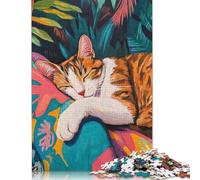 Sleeping Cat In Tropical Garden Puzzles Jigsaw Puzzle 500 Pieces for Adults Creative Jigsaw Puzzles Difficult Puzzle Challenging Game Gift Toys Teens Family Puzzles 500pcs (52x38cm)