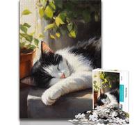 Sleeping Cat Jigsaw Puzzles for Adults 1000 Piece Puzzle,Help The Brain Exercise Addictive Toys to Cultivate Patience A Work of Art 38x26cm