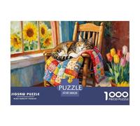 Sleeping Cat Jigsaw Puzzles for Adults Animal Puzzles 1000 Jigsaws Educational Games for Adults Gifts 38x26cm/1000pcs
