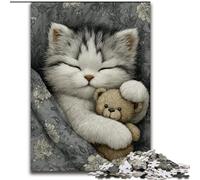 Sleeping Cat JigsawPuzzle 1000 Pieces for Adults, Challenging Game Toys Every Piece Is Unique - Challenging Family Fun Game (26x38cm)