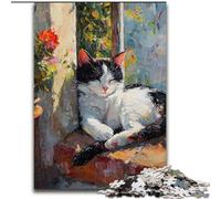 Sleeping Cat JigsawPuzzle 1000 Pieces for Teenagers, Interesting Stress Reduction Parent-child Interaction (size 26x38cm)