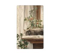 Sleeping Cat Lies On Antique Table Single Toggle Blank Wall Plate Light Switch Cover Decorative 1 Gang for Kitchen Room Bathroom Size 11.4x7cm