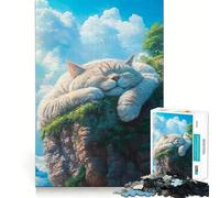 Sleeping Cat on A Cliff 1000 Piece Jigsaws for Teenagers Puzzle Think Toy Stress Relief Sharp Cut Santa Wish List 38x52cm