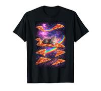Sleeping Cat on Pizza Galaxy Rainbow Cosmic Dream T-Shirt