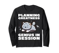 Sleeping cat. Planning greatness. Genius in session. Long Sleeve T-Shirt