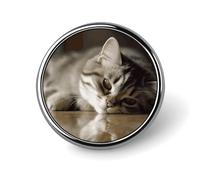 Sleeping Cat Round Badge 25mm/1 Inch Metal Buttons Round Badge Pin Button Parts Classic Pin Holders Buttons for Shirts Clothes Individualistic Brooch