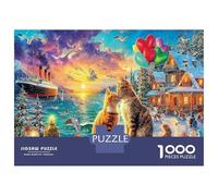 Sleeping Cat Scene 1000Piecess JigsawPuzzlesTwo Cats Coastal ForAdults Challenging LargePiecePuzzles Age12+byth EducationalGames Brainteasing Adults Jigsaw Puzzle 70x50cm/1000pcs