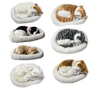 Sleeping Cat Toy, Plush Stuffed Animal Doll, Soft Simulation Cat with Breathing Function, Ideal for Children, Home Decor, Teaching Model & Gift (#6)