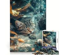 Sleeping Cat Underwater 1000 Pieces Jigsaws Adults Puzzles Gifts Brain Workout Toy Relaxed Mind Art Assembly Memorable Gift 50x75cm