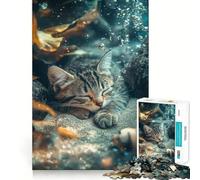 Sleeping Cat Underwater Jigsaw Puzzles for Teenagers 1000 Piece Smart Toy Leisure Time Accurate Cut Seasonal Gift 38x26cm