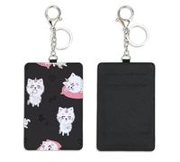 Sleeping Cat Unicorns Swipe Card Holder with Key Chain Bus Pass Holder for Women Men with 2 Card Slots Slim Wallet for Nurse Teacher Student Meal Bank Credit Cards Daily Use Cruise Essentials