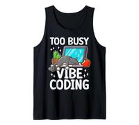 Sleeping Cat Vibe Coding Funny Programmer AI Developer Humor Tank Top