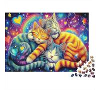 Sleeping Cats 1000 Piece Jigsaw Puzzle for Adults, Eco-Friendly Cardboard, Cats Rainbow, Mental Workout Activity, Develops Patience & Hand-Eye Coordination, Home Wall Art 52x38cm/1000pcs
