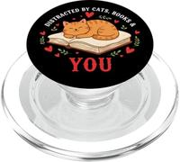Sleeping Cats Books Romance Book Lover Cute Bookish Couple PopSockets PopGrip for MagSafe