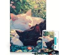 Sleeping Cats in Garden 1000 Pieces Jigsaw Puzzles for Adults Think Smart Toy Quiet Fun Accurate Cut 38x26cm