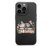 Sleeping Cats on Books Cell Phone Basic Cases TPU Soft Cover Shockproof Slim Phone Case Compatible with iPhone 13 Mini/13/13 Pro/13 Pro Max