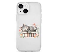 Sleeping Cats on Books Cell Phone Basic Cases TPU Soft Cover Shockproof Slim Phone Case Compatible with iPhone 13 Mini/13/13 Pro/13 Pro Max