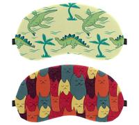 Sleeping Cats Pattern Orange Red Yellow 2-Pack Light-Blocking, Soft, Breathable Sleeping Masks Blindfold Sleep Masks