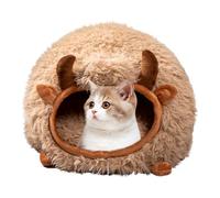 Sleeping Cave - Winter Yak Shape Pet House, Semi Enclosed soft Bed | Soft Plush Warm Nesting Dome Structure Tent Shelter, Cute Furry animal-style Indoor Covered Pet Cushion Pod With Small Puppy Ki