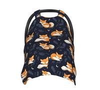 Sleeping Cute Fox Print Baby Car Seat Covers, Breathable Nursing Cover Breastfeeding Cover, Stroller Covers, Multi-use Infant Carseat Canopy, Baby Boys Girls Newborn Essentials