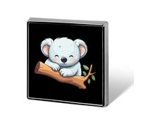 Sleeping Cute Koala Bear Square Badge Metal Lapel Pins Custom Brooches for Clothing Decoration