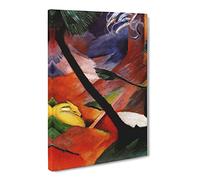 Sleeping Deer In The Forest By Franz Marc Canvas Print | Gallery Wrapped 30mm Frame Wall Art | 24x16 inches | Ready to Hang | Classic Animals Picture | Living Room Bedroom Lounge Office