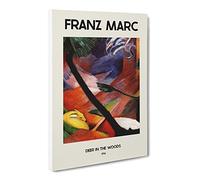 Sleeping Deer In The Forest By Franz Marc Canvas Print | Gallery Wrapped 30mm Frame Wall Art | 24x16 inches | Ready to Hang | Classic Animals Picture | Living Room Bedroom Lounge Office