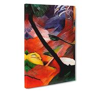 Sleeping Deer In The Forest By Franz Marc Canvas Print | Gallery Wrapped 30mm Frame Wall Art | 30x20 inches | Ready to Hang | Classic Animals Picture | Living Room Bedroom Lounge Office