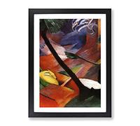 Sleeping Deer In The Forest By Franz Marc Classic Painting Framed Print | A2 Black Framed Wall Art | Ready to Hang | Classic Animal Picture | Living Room Bedroom Lounge Office