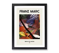 Sleeping Deer In The Forest By Franz Marc Exhibition Museum Painting Framed Print | A3 Black Framed Wall Art | Ready to Hang | Modern Animal Picture | Living Room Bedroom Lounge Office