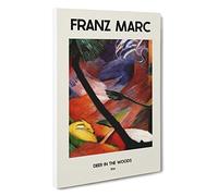 Sleeping Deer in The Forest Franz Marc Canvas Print | Gallery Wrapped 30mm Frame Wall Art | 30x20 inches | Ready to Hang | Contemporary Animals Picture | Living Room Bedroom Lounge Office