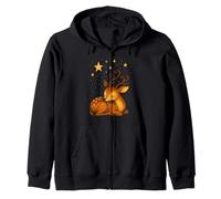 Sleeping Deer Under Stars Peaceful Woodland Night Scene Zip Hoodie