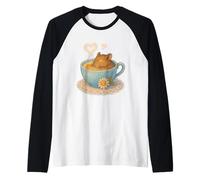 Sleeping Degu Tea Cup Heart Steam Art Raglan Baseball Tee